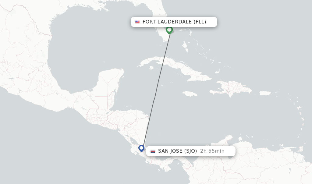 Direct non stop flights from Fort Lauderdale to San Jose