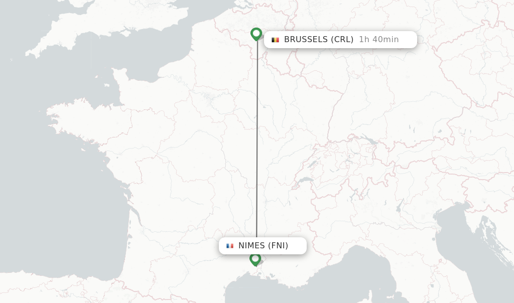 Direct non stop flights from Nimes to Brussels schedules