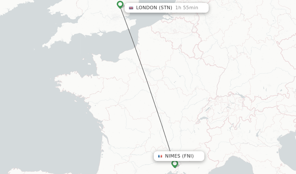 Direct non stop flights from Nimes to London schedules