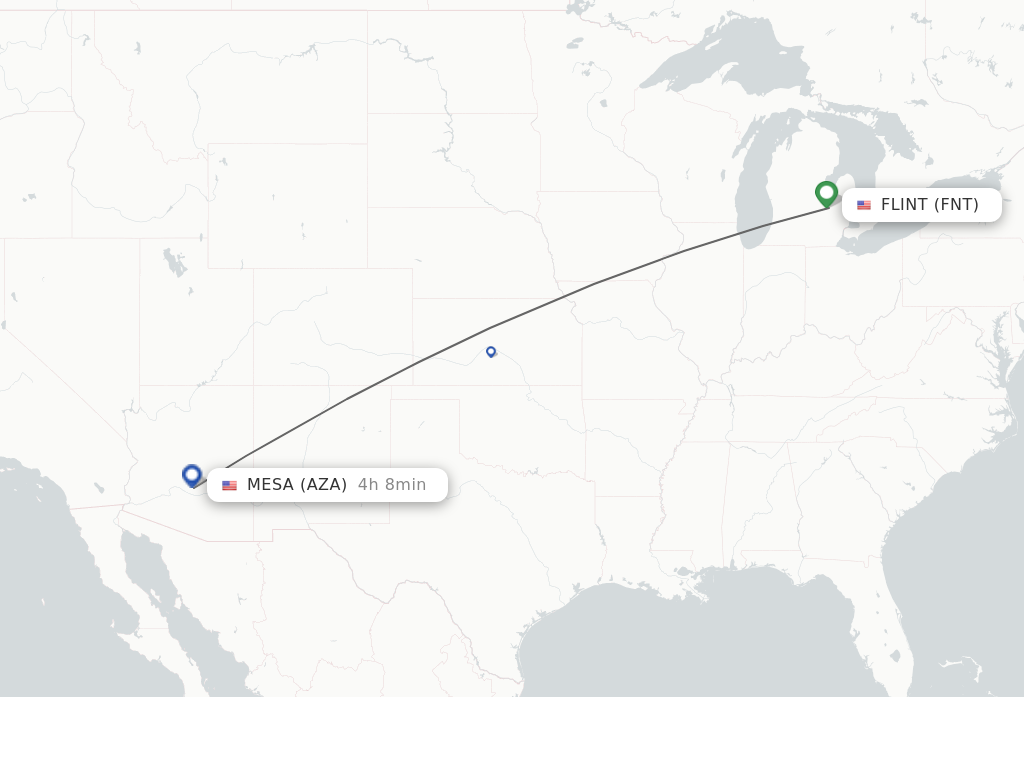 Direct (nonstop) flights from Flint to Mesa schedules