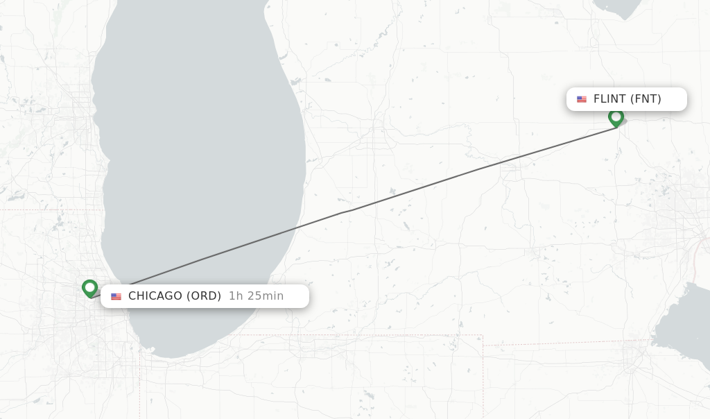 Direct non stop flights from Flint to Chicago schedules