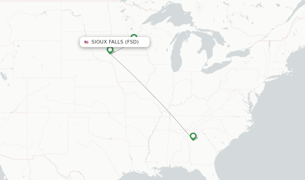 Delta flights from Sioux Falls, FSD