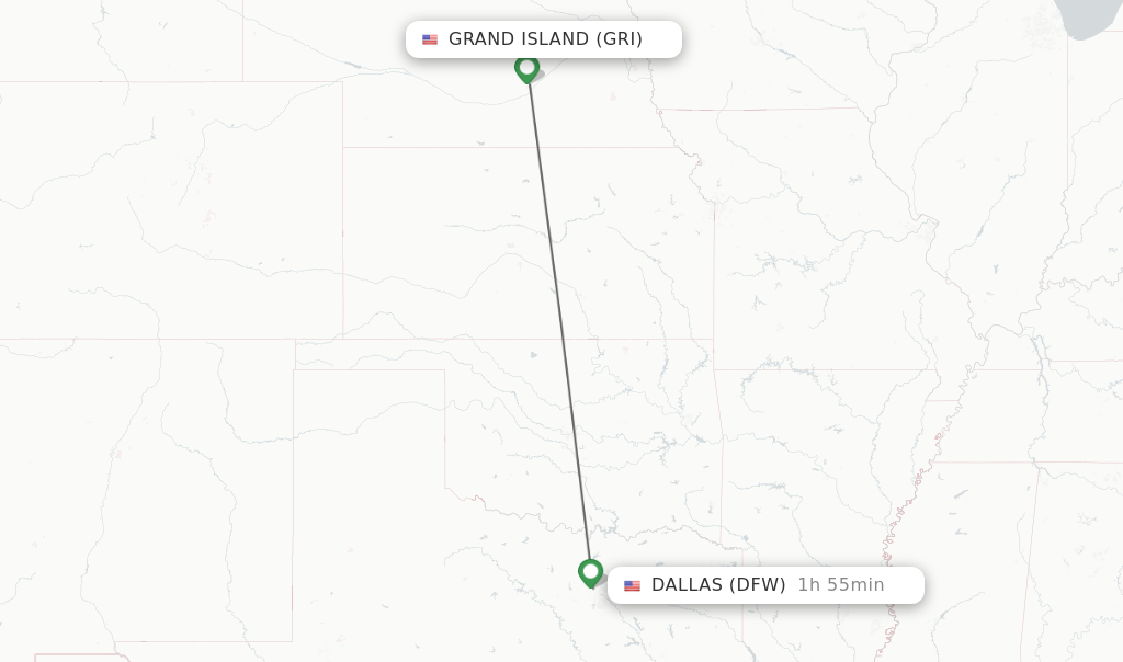 Direct non stop flights from Grand Island to Dallas schedules