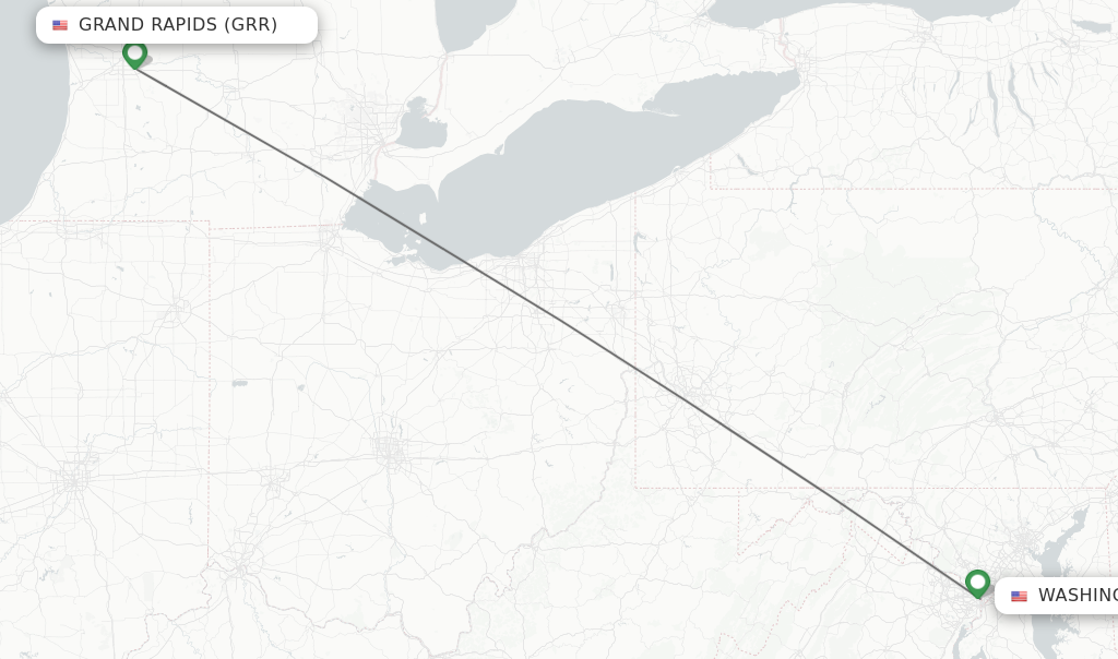 Direct non stop flights from Grand Rapids to Washington