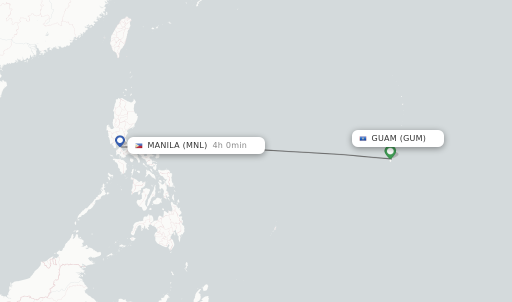 Direct non stop flights from Guam to Manila schedules