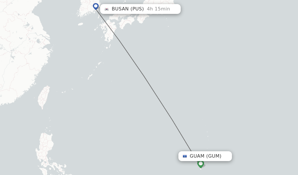 Direct (non-stop) flights from Guam to Busan - schedules - FlightsFrom.com