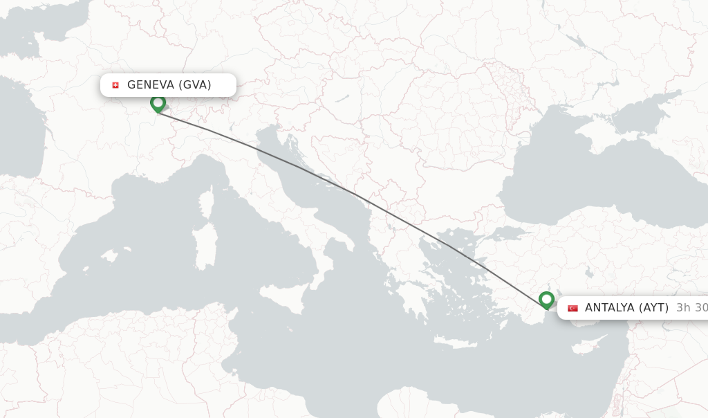 Direct (nonstop) flights from Geneva to Antalya schedules