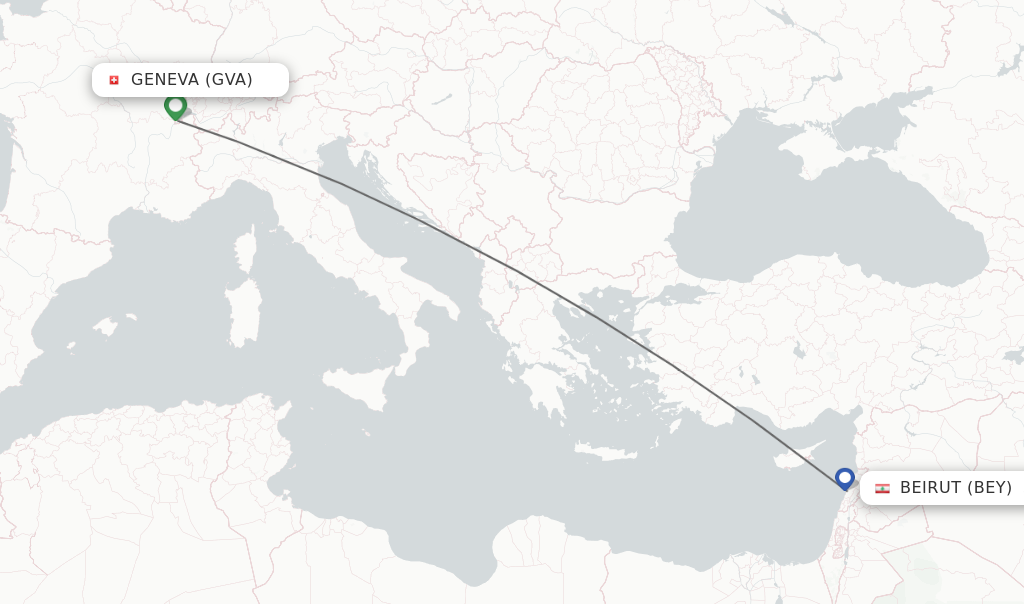 Direct non stop flights from Geneva to Beirut schedules