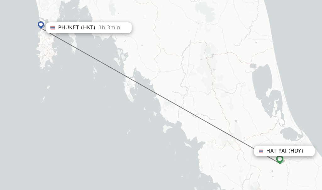 Direct non stop flights from Hat Yai to Phuket schedules