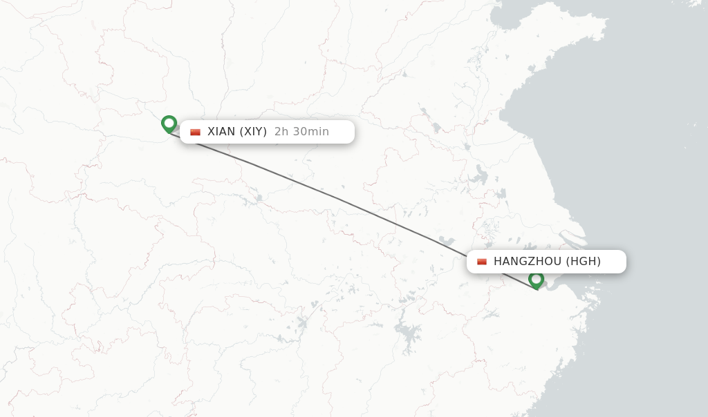 Direct non stop flights from Hangzhou to Xian schedules