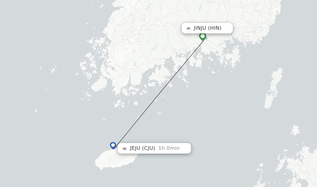 Direct (nonstop) flights from Jinju to Jeju schedules