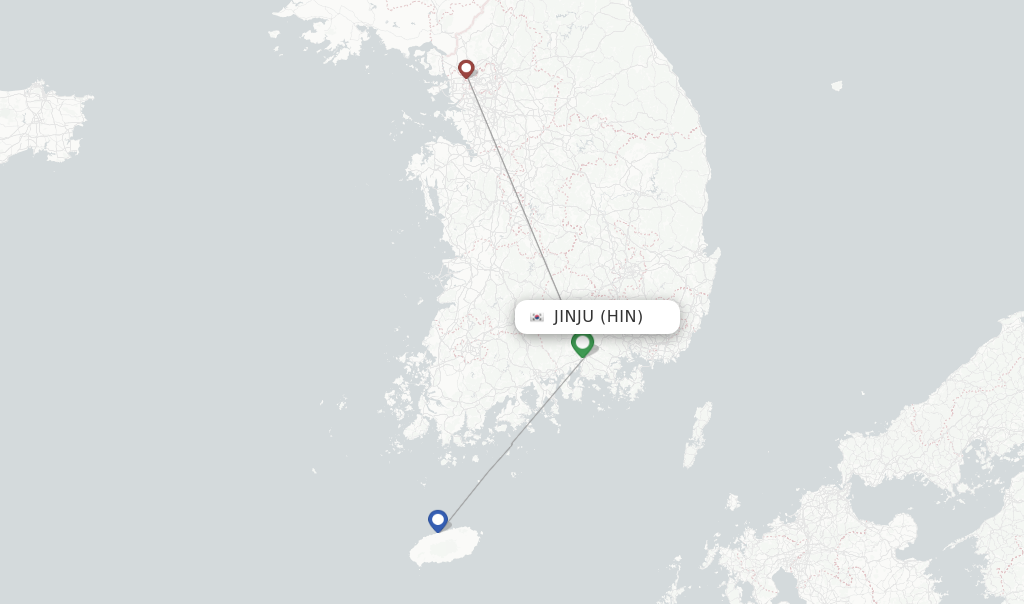 Direct (nonstop) flights from Jinju to Jeju schedules