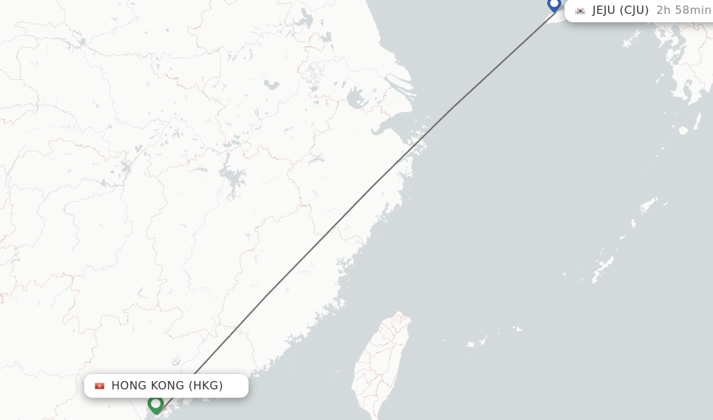 Direct (nonstop) flights from Hong Kong to Jeju schedules