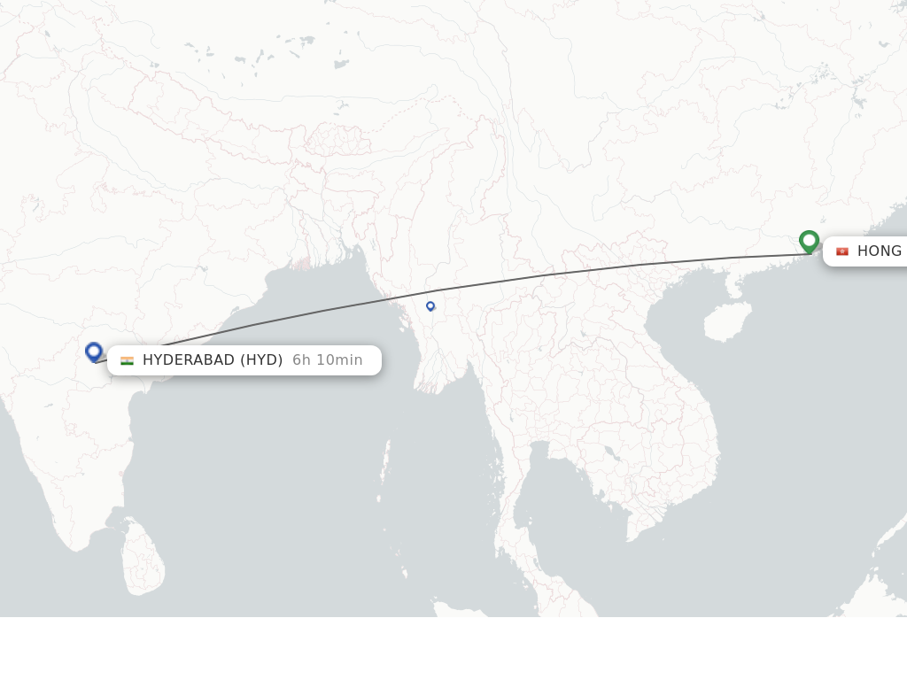 Direct (non-stop) flights from Hong Kong to Hyderabad - schedules