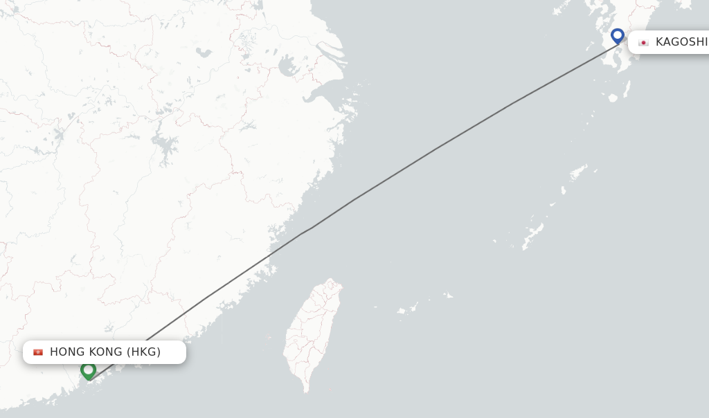 Direct non stop flights from Hong Kong to Kagoshima schedules