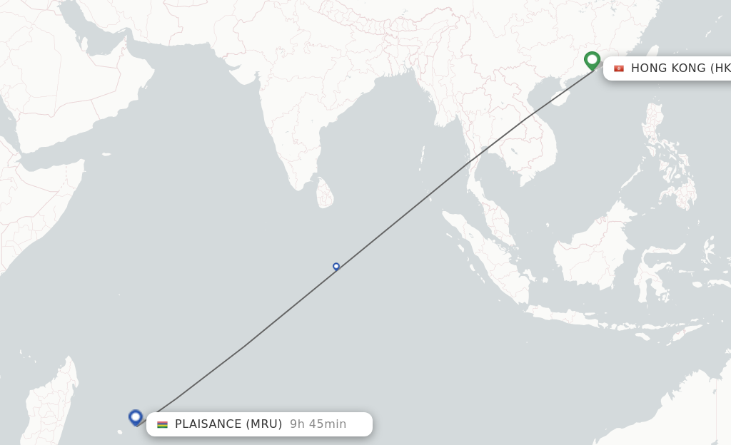 Direct (non-stop) flights from Hong Kong to Mauritius - schedules ...