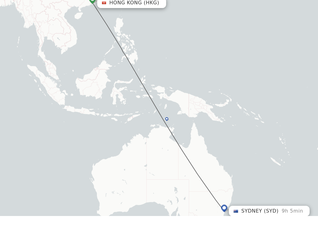 Direct (non-stop) flights from Hong Kong to Sydney - schedules