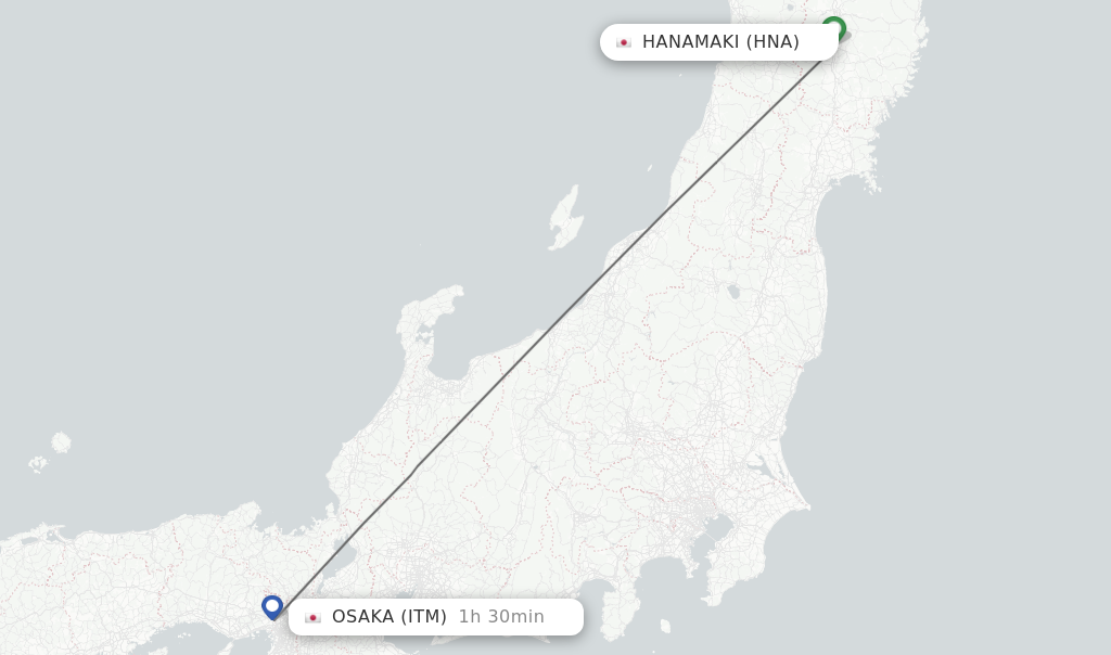 Direct (non-stop) Flights From Hanamaki To Osaka - Schedules ...