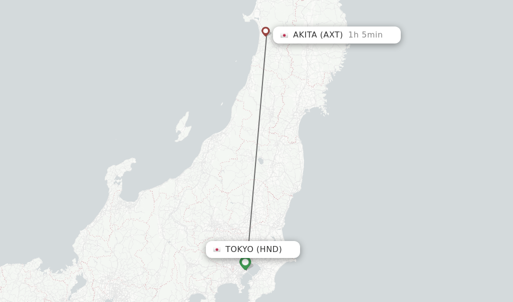 Direct (non-stop) flights from Tokyo to Akita - schedules - FlightsFrom.com