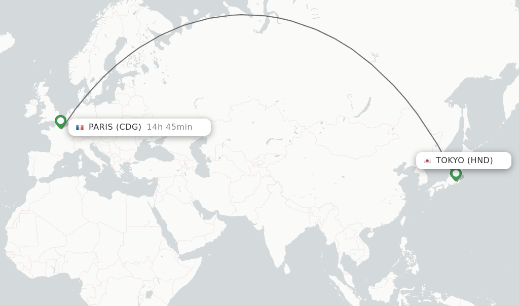 Direct non stop flights from Tokyo to Paris schedules