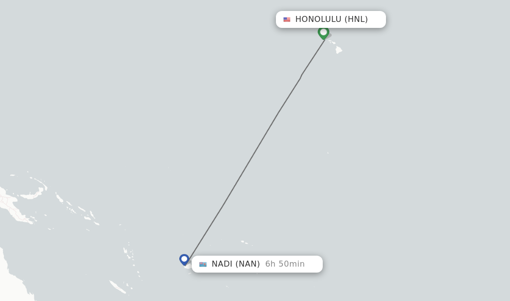 Direct non stop flights from Honolulu to Nadi schedules