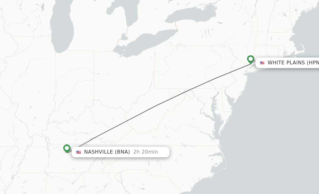 Direct (nonstop) flights from Westchester County to Nashville