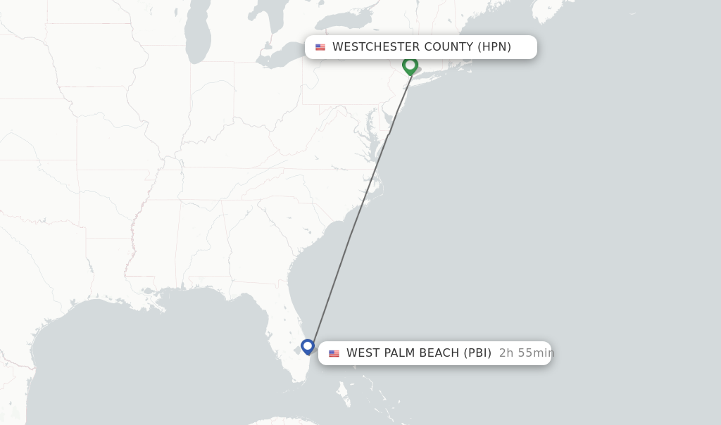Direct (nonstop) flights from Westchester County to West Palm Beach