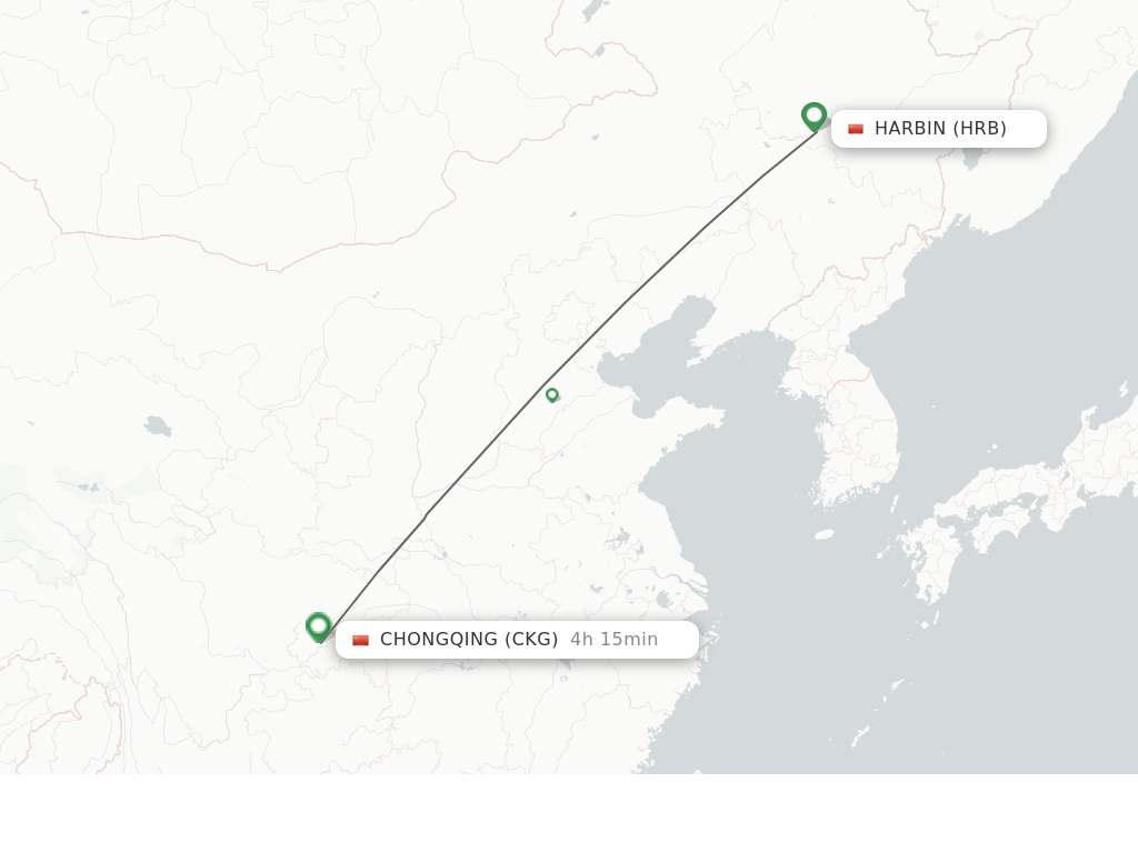 Direct non stop flights from Harbin to Chongqing schedules