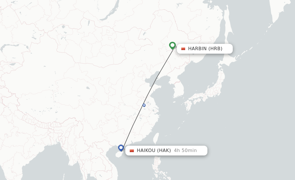 Direct (non-stop) flights from Harbin to Haikou - schedules ...