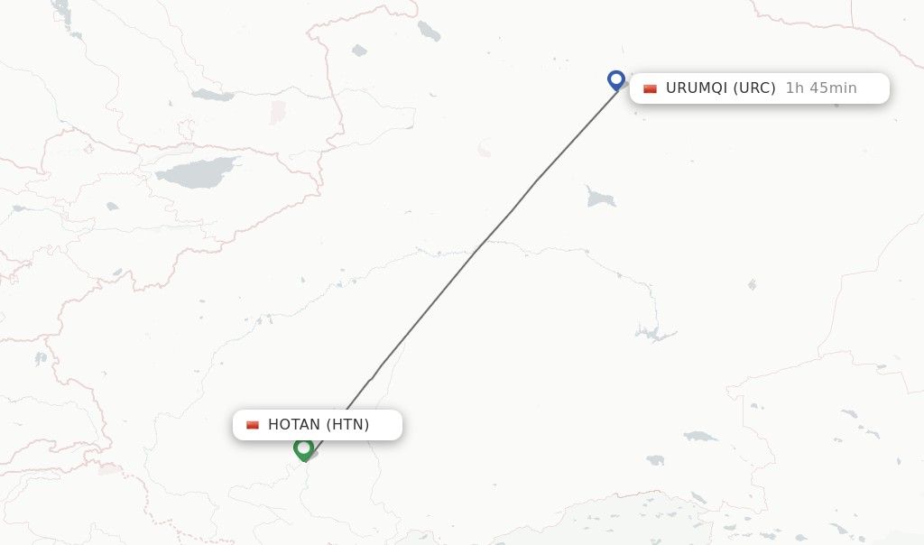 Direct (non-stop) flights from Hotan to Urumqi - schedules ...