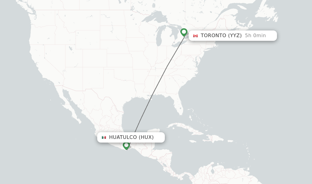 Direct non stop flights from Huatulco to Toronto schedules