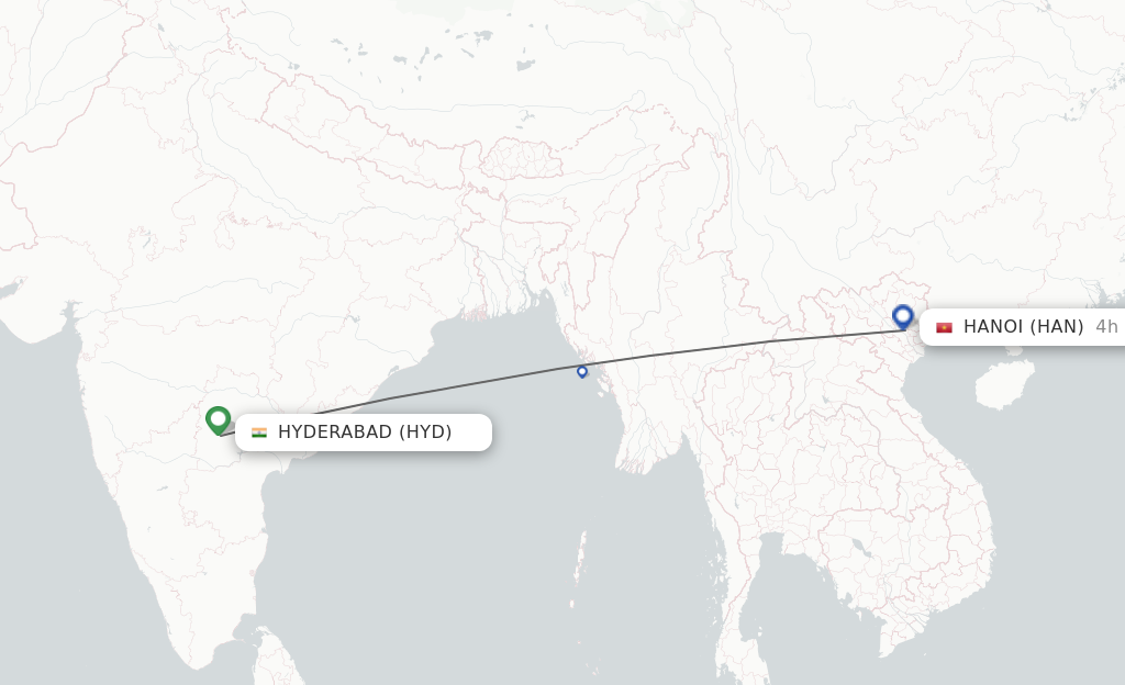 Direct (non-stop) flights from Hyderabad to Hanoi - schedules