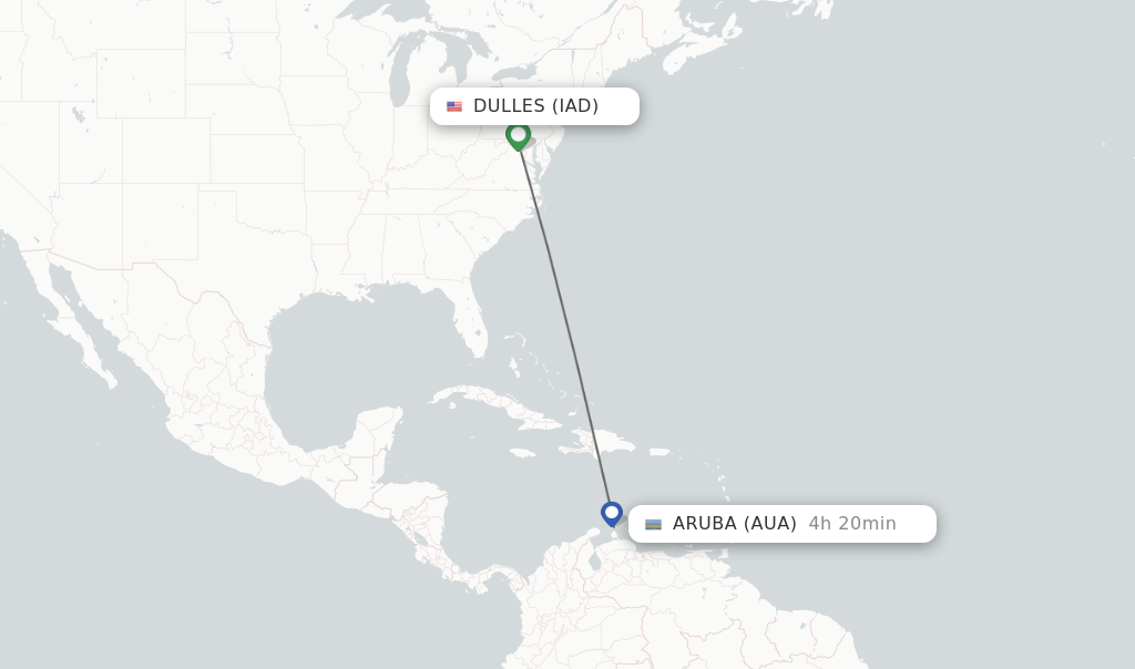 Direct non stop flights from Dulles to Aruba schedules