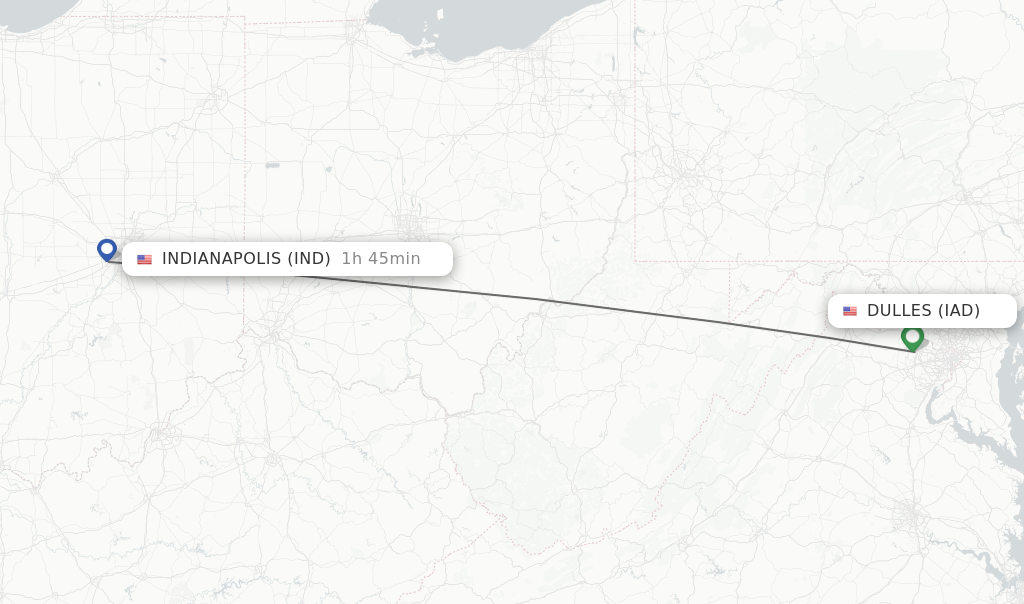 Direct non stop flights from Dulles to Indianapolis schedules