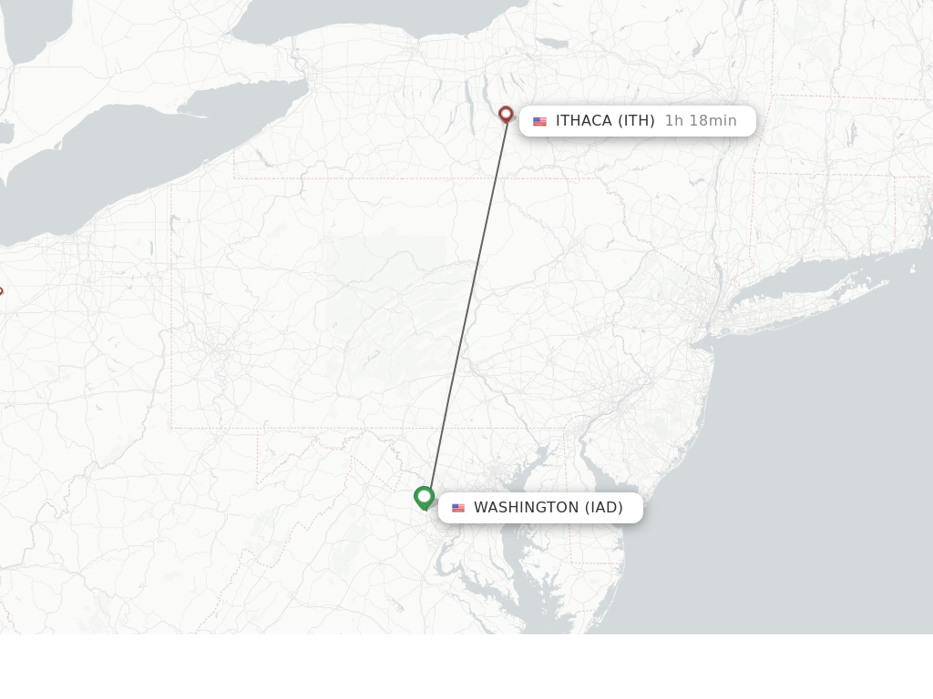 Direct non stop flights from Dulles to Ithaca schedules