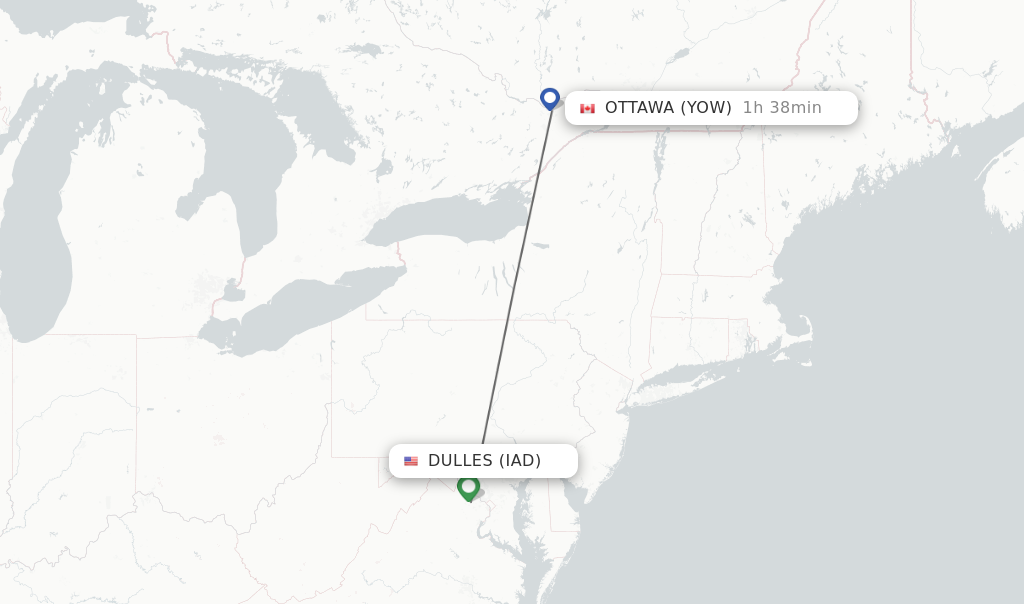 Direct non stop flights from Dulles to Ottawa schedules