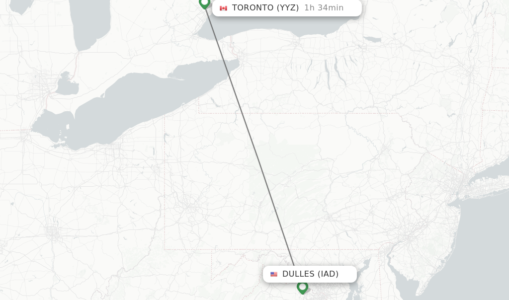 Direct non stop flights from Dulles to Toronto schedules