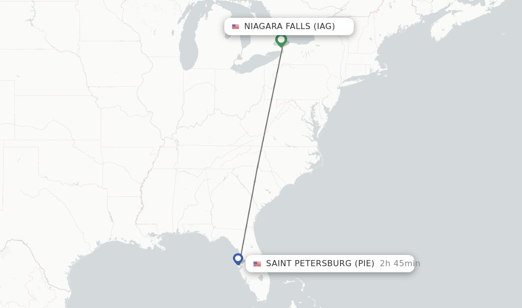 Direct non stop flights from Niagara Falls to Saint Petersburg