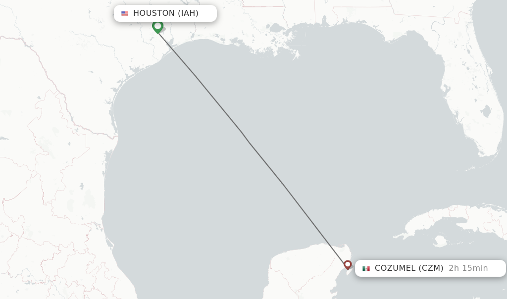 Direct (non-stop) flights from Houston to Cozumel - schedules -  