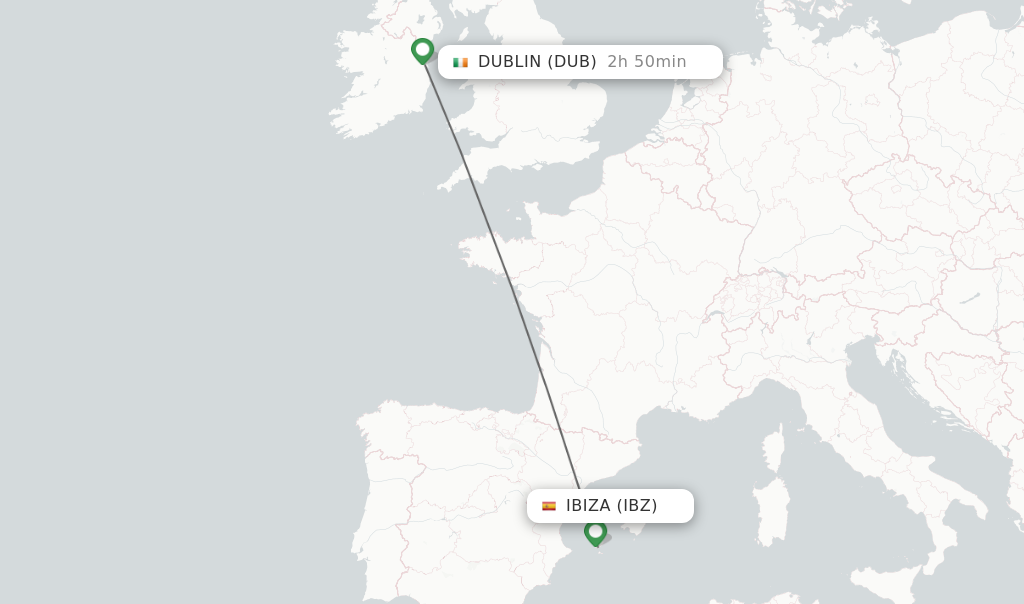 Direct non stop flights from Ibiza to Dublin schedules