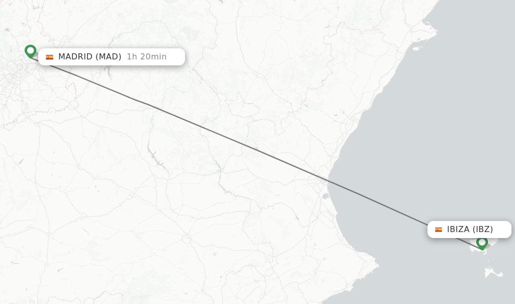 Direct non stop flights from Ibiza to Madrid schedules