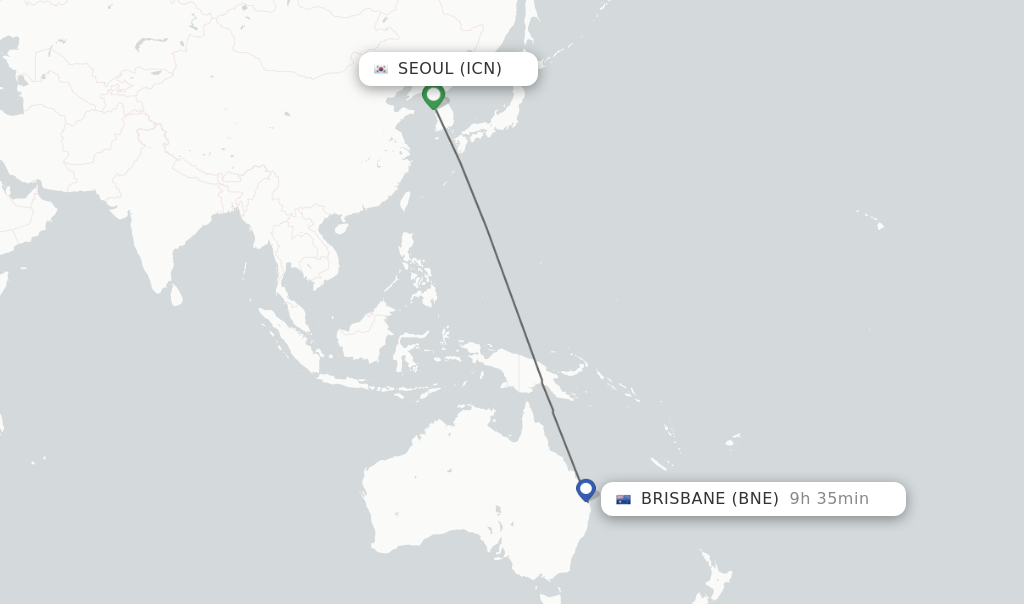 Direct non stop flights from Seoul to Brisbane schedules