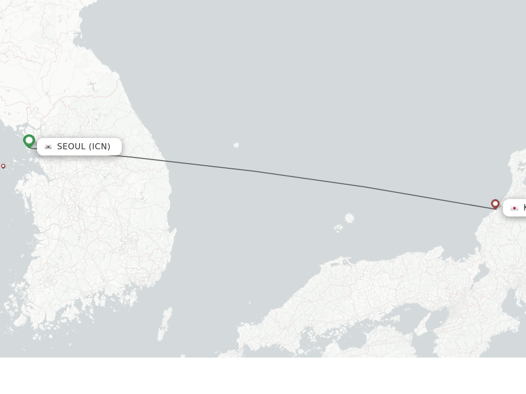 Direct non stop flights from Seoul to Komatsu schedules