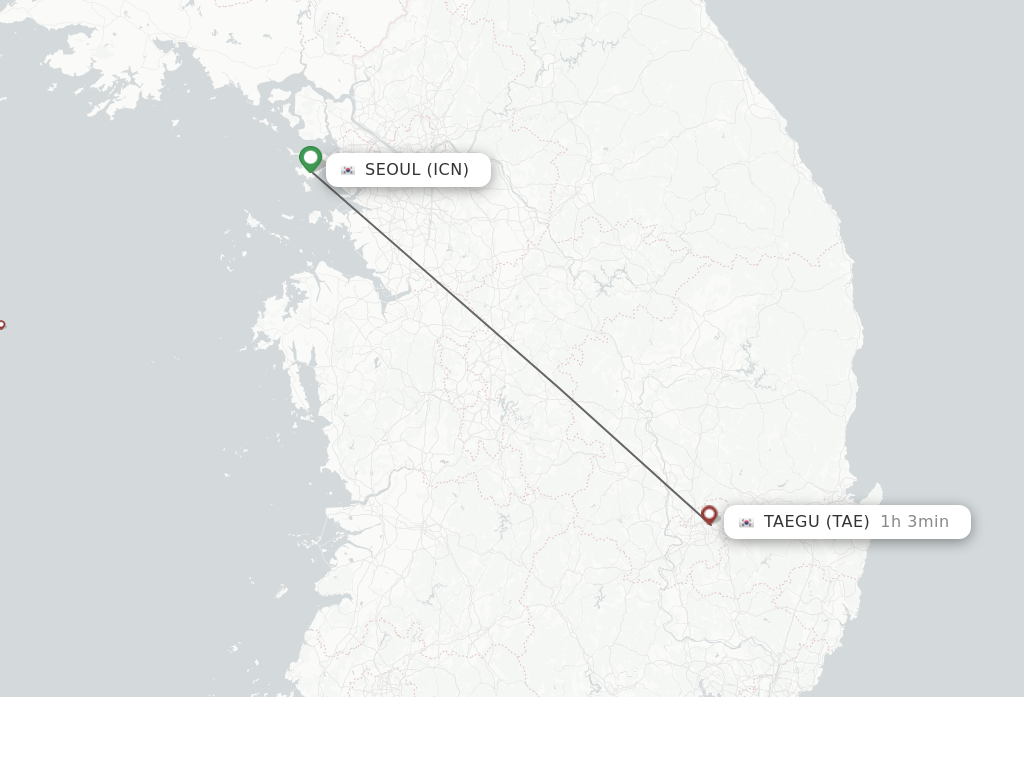 Direct non stop flights from Seoul to Daegu schedules