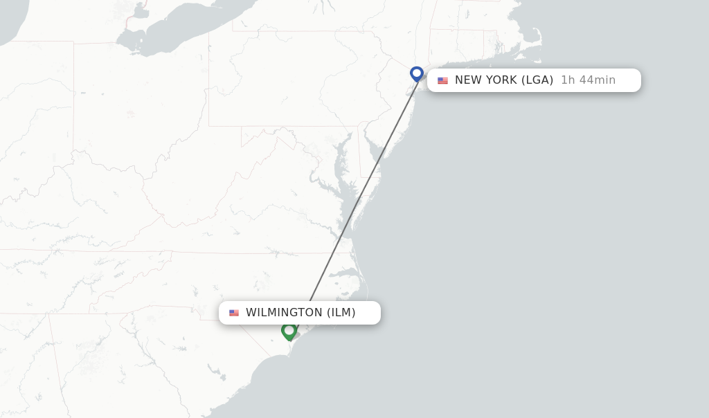 Direct non stop flights from Wilmington to New York schedules