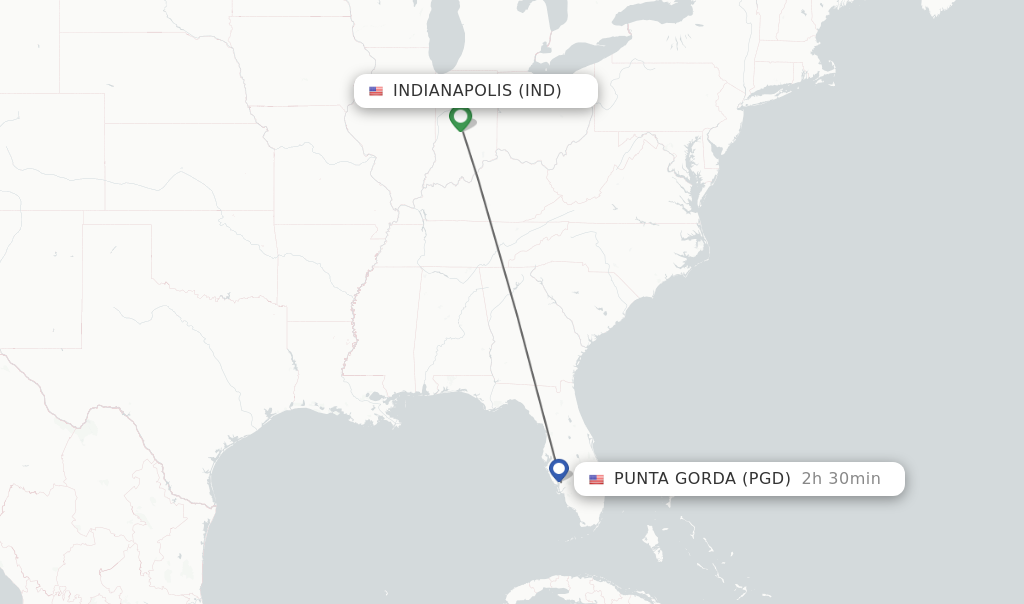 Direct non stop flights from Indianapolis to Punta Gorda