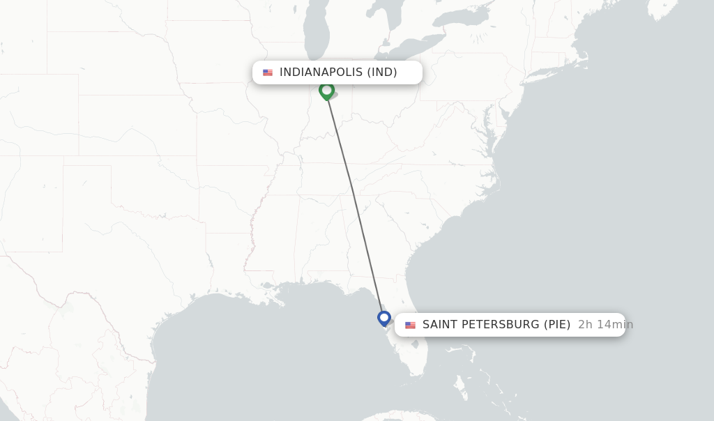 Direct non stop flights from Indianapolis to Saint Petersburg