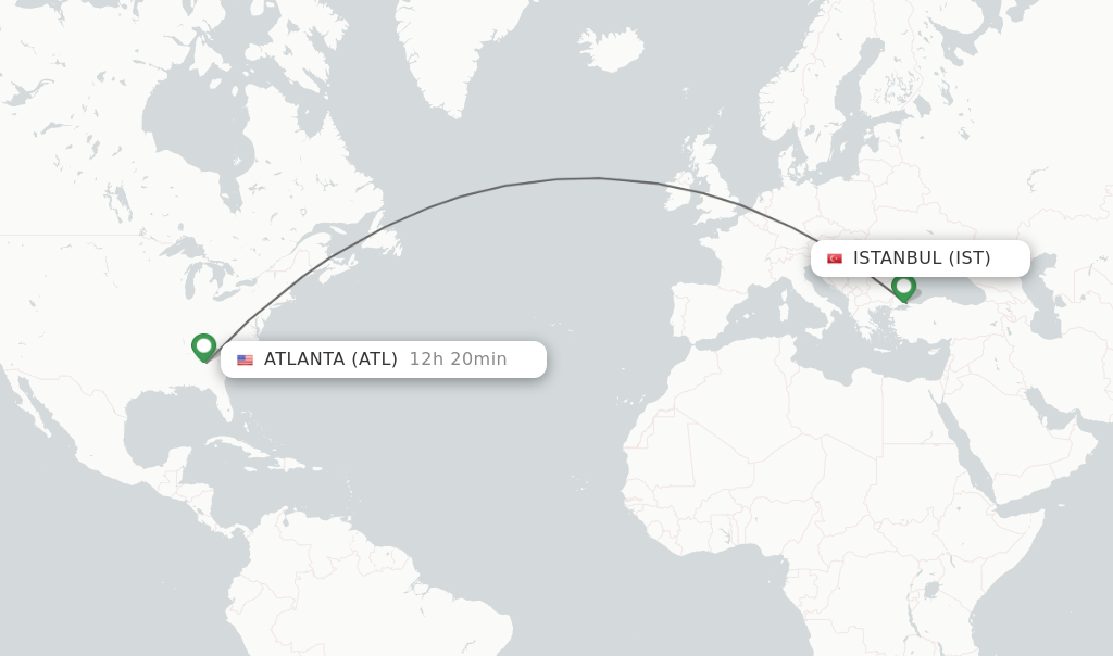 Direct non stop flights from Istanbul to Atlanta schedules