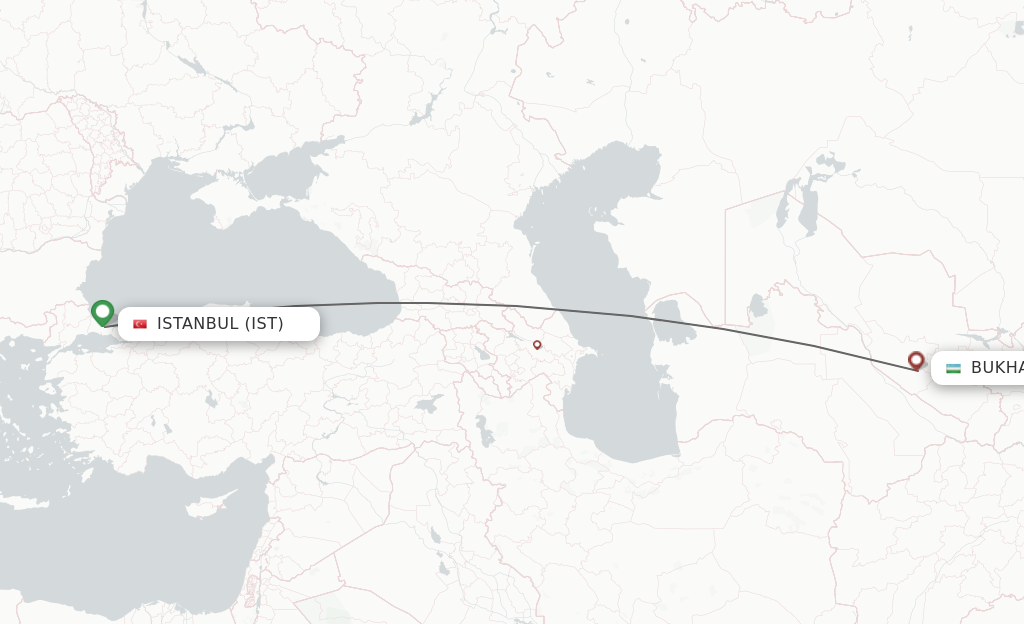 Direct non stop flights from Istanbul to Bukhara schedules