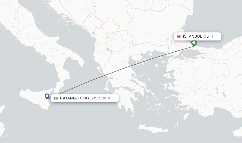 Direct non stop flights from Istanbul to Catania schedules